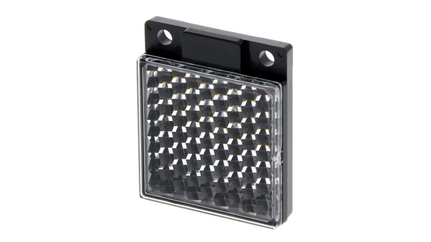 Riflettore Omron E39-R9 per sensori E3Z, in acrilico, dimensioni 42,3 x 35,4 x 8 mm, progettato per applicazioni industriali.