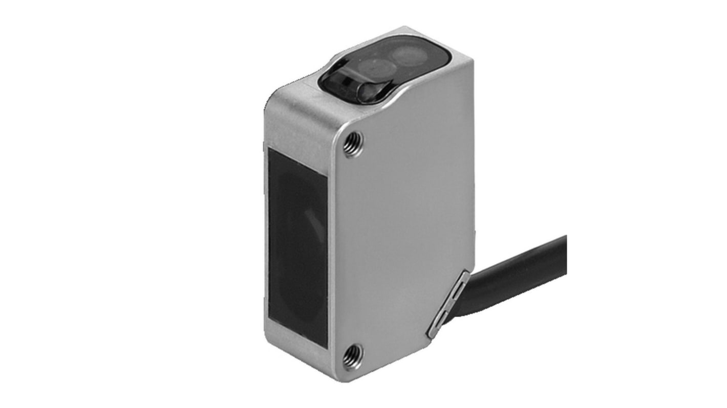 Sensore fotoelettrico Omron E3ZM-LS81H 5M, rettangolare, corpo metallico, uscita PNP, rilevamento 10-100 mm, IP69.