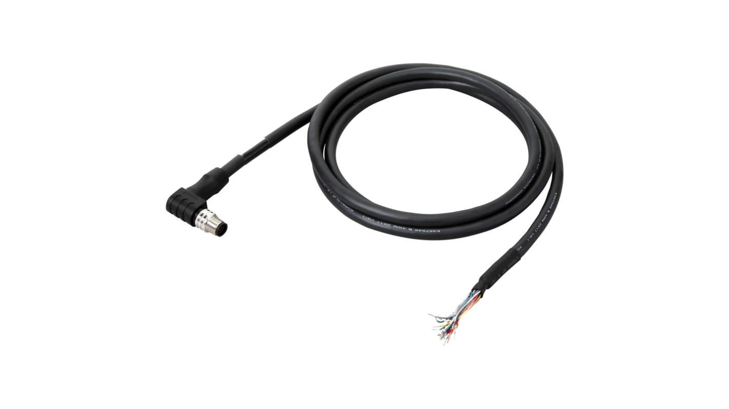Cavo I/O Omron FHV-VDLB 3M, 3 metri, con connettore M12 ad angolo retto, progettato per FHV7, resistente alle piegature.