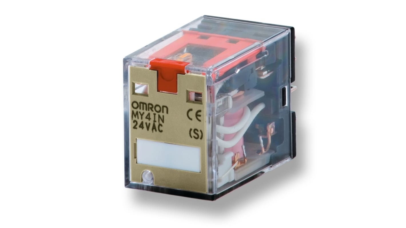 Relè monostabile Omron MY4IN, 4PDT, tensione 220V, corrente 5A, pin larghi 2,6 mm per miglior conduttività.