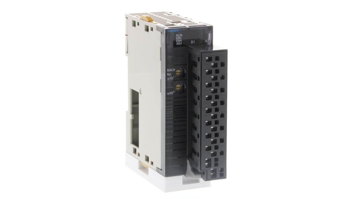 Modulo I/O PLC Omron CJ1W-DA08V(SL) per uscita analogica, compatibile con terminali a morsetto senza vite.