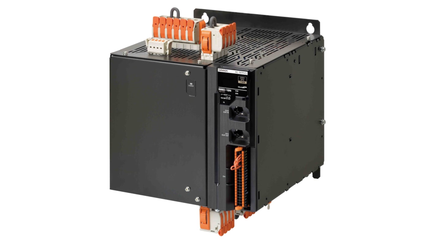 Servocomando Omron R88D-1SN55F-ECT, 3 fasi, 5,5 kW, 400 V, innesto rapido senza viti, controllo dell'anello migliorato.