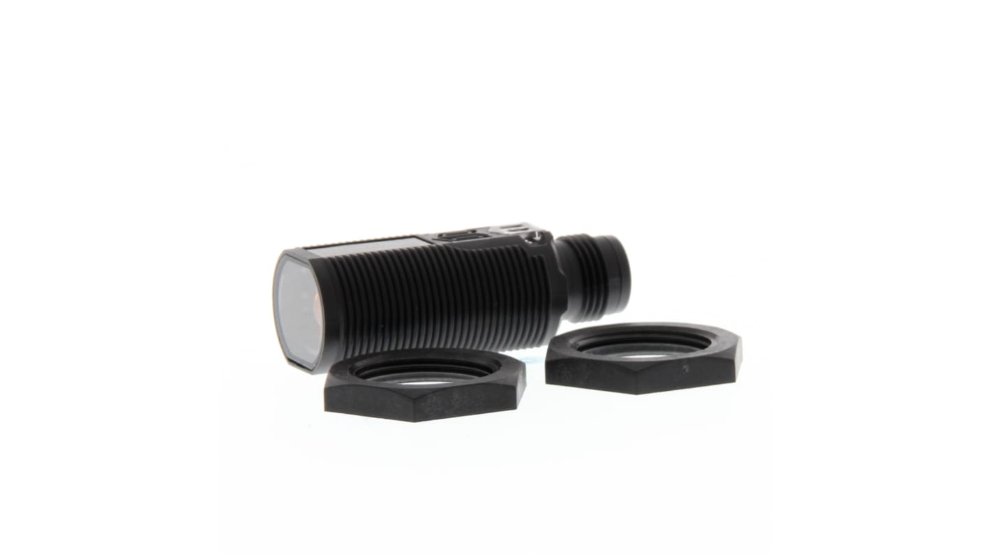 Sensore fotoelettrico Omron E3FA-TP21-L, rilevamento fino a 20 m, uscita PNP, connettore M12, grado di protezione IP67.