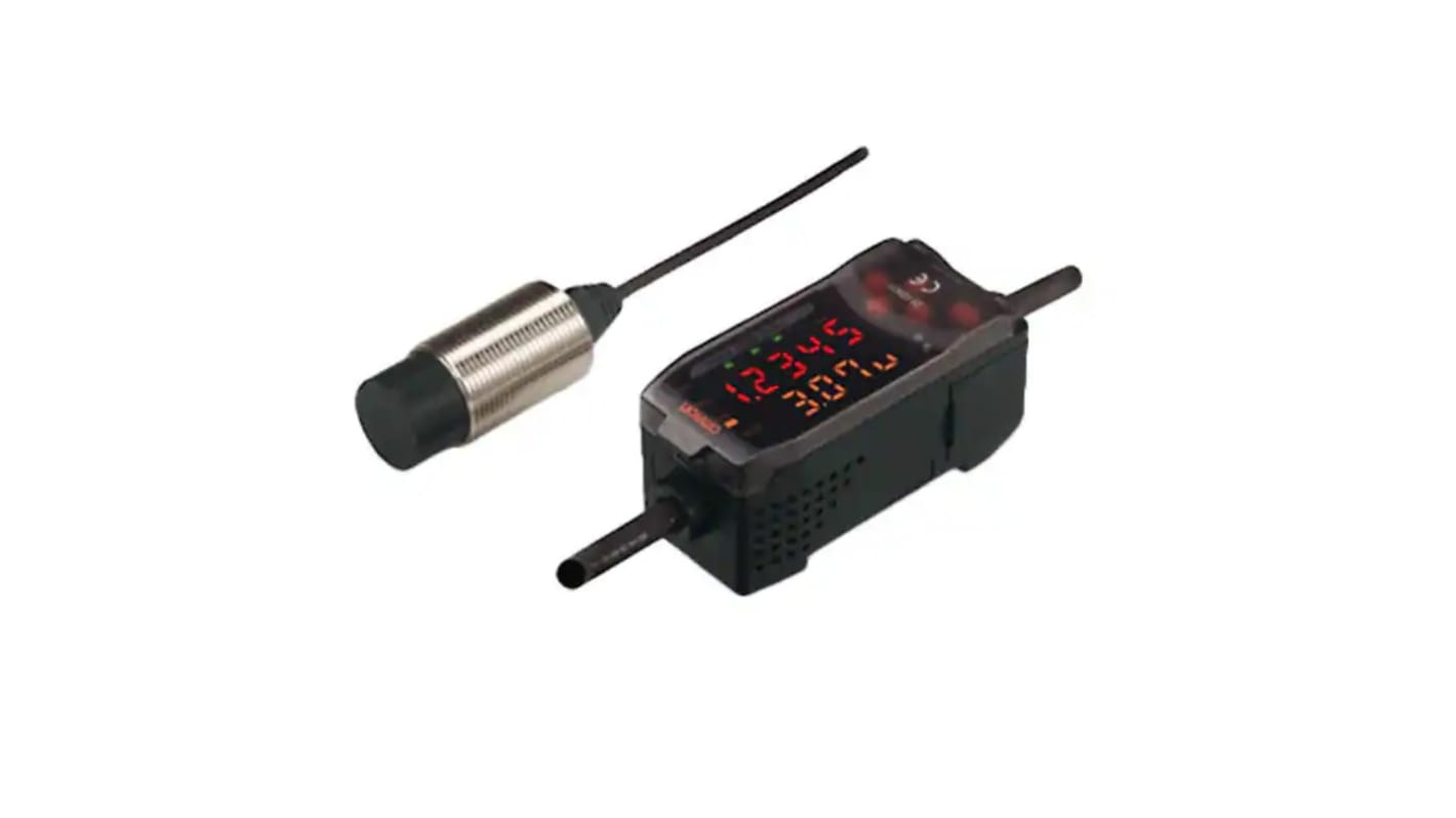 Sensore di prossimità cilindrico induttivo Omron ZX-EM07MT, rilevamento fino a 7 mm, grado di protezione IP67, lunghezza 200 mm.