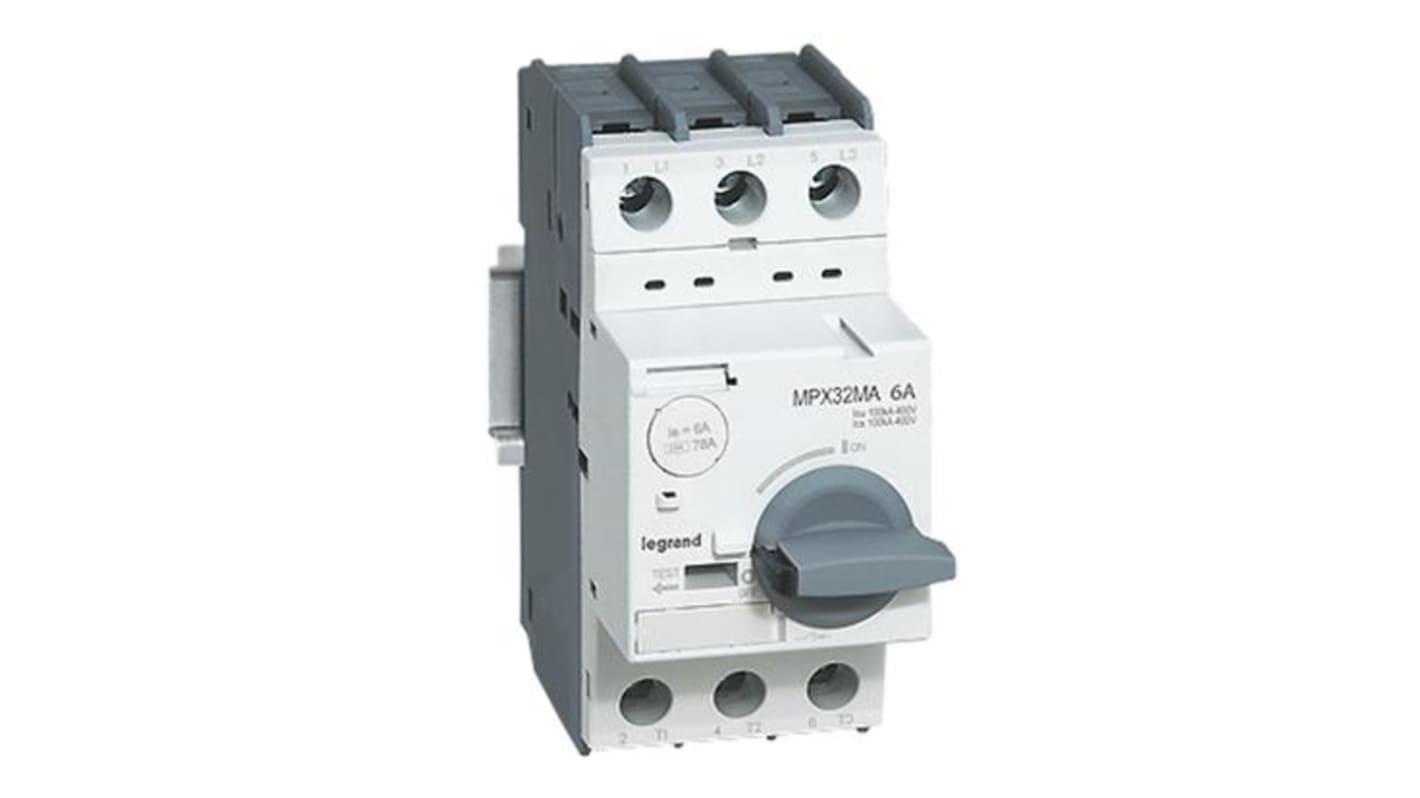 Interruttore automatico del motore Legrand 417330, 3 poli, 10 A, 400 V, con rilascio termico e magnetico, montaggio su guida.