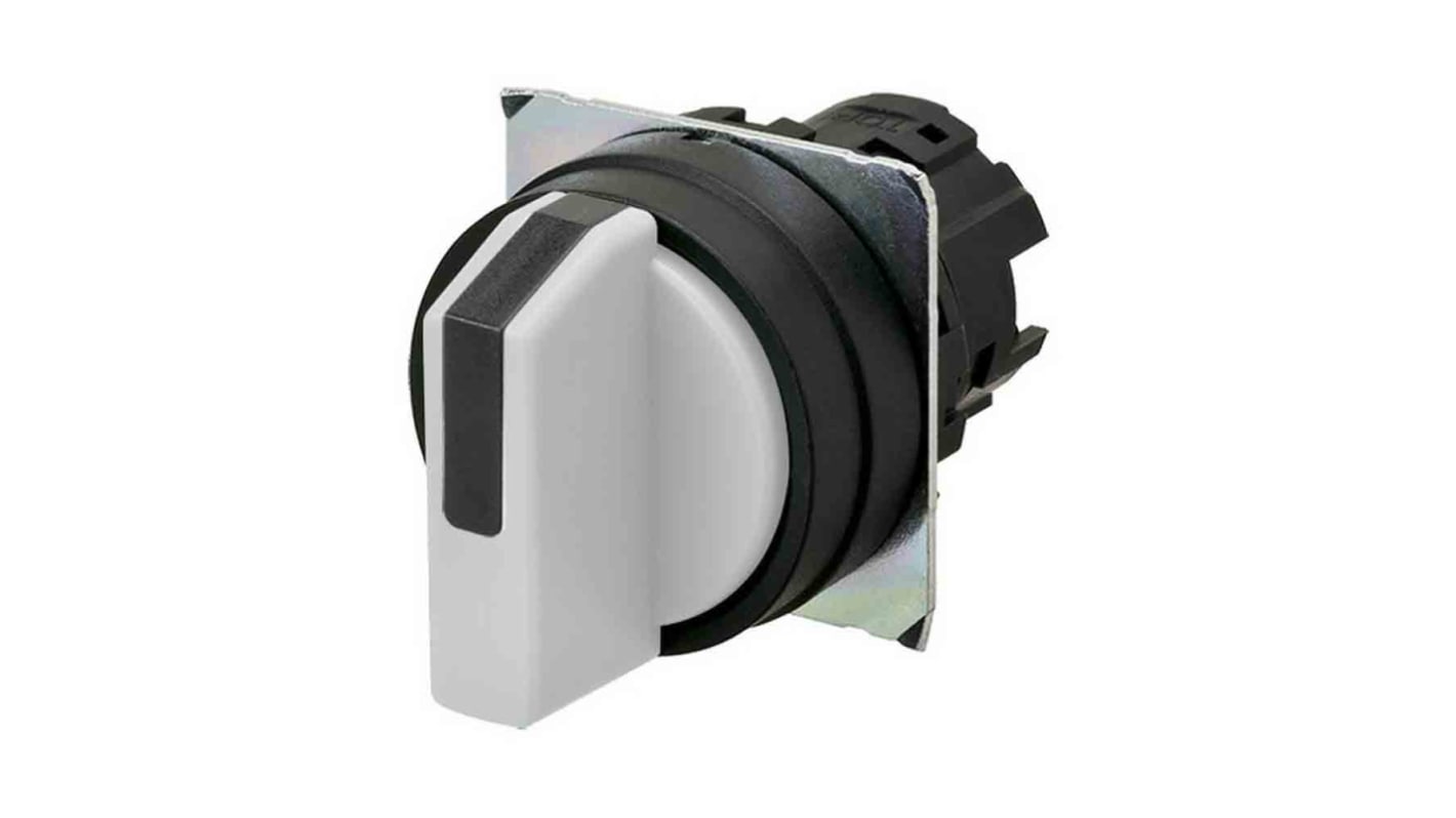 Selettore a 3 posizioni Omron A22NZ-3BM-NWA, diametro foro 22mm, colore bianco opaco, grado di protezione IP66.