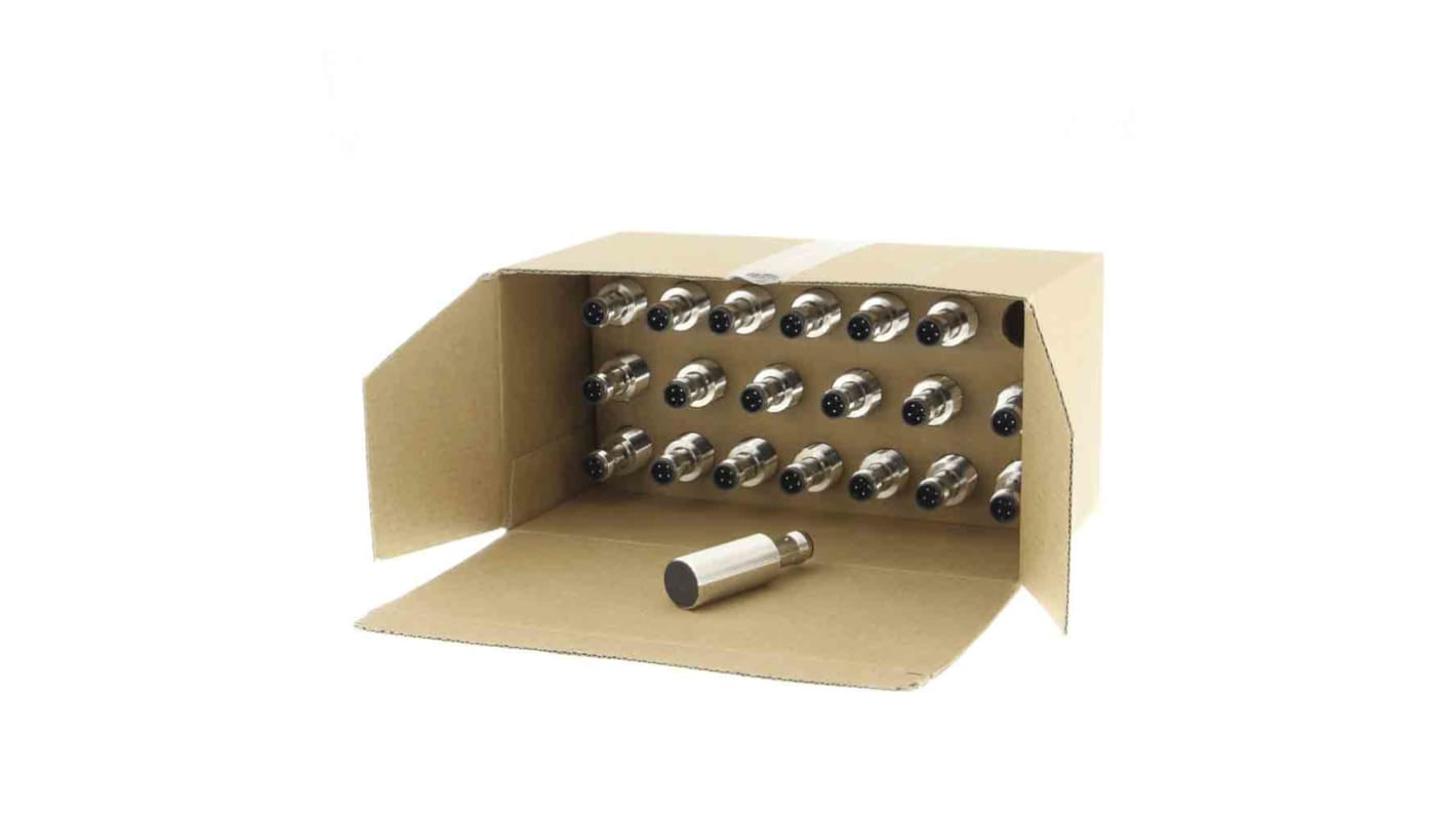 Sensore di prossimità cilindrico PNP Omron E2B-M18KS08-M1-B1-20, M18 x 1, rilevamento 8 mm, connettore M12, IP67.