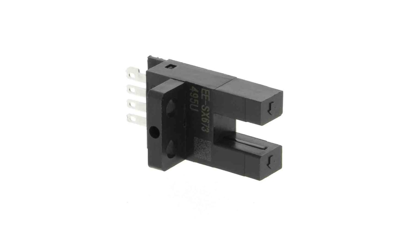 Omron EE-SX673P, sensore fotoelettrico a fascio diretto con rilevamento a 5 mm e uscita PNP, montaggio chiuso, cavo flessibile incluso.