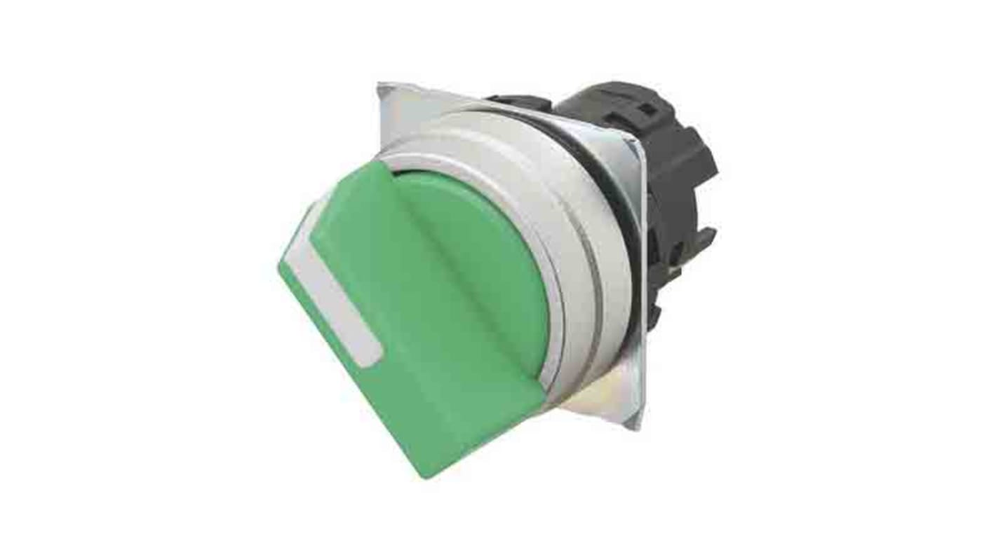 Selettore a manopola Omron A22NZ-2MM-NGA, 2 posizioni, diametro 22mm, metallo spazzolato, IP66, montaggio semplice.