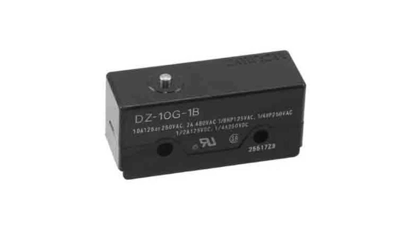 Interruttore di fine corsa Omron DZ-10G-1B, attuatore a pistone DPDT, 10A, morsetti a vite, per il controllo di due circuiti.