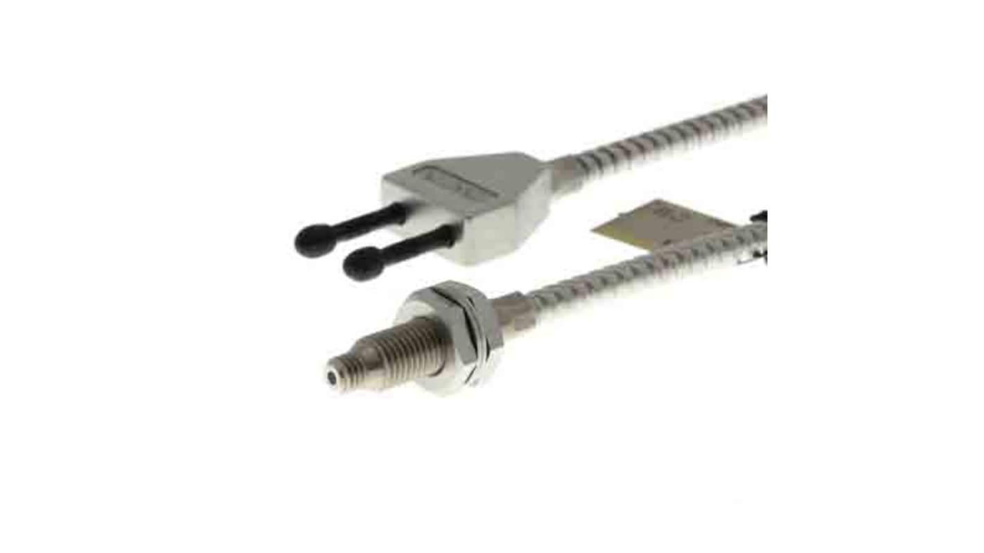 Sensore per fibre ottiche Omron E32-D61 2M, cavo 2 m, IP67, rilevamento 270 mm, resistenza termica fino a 350 °C.