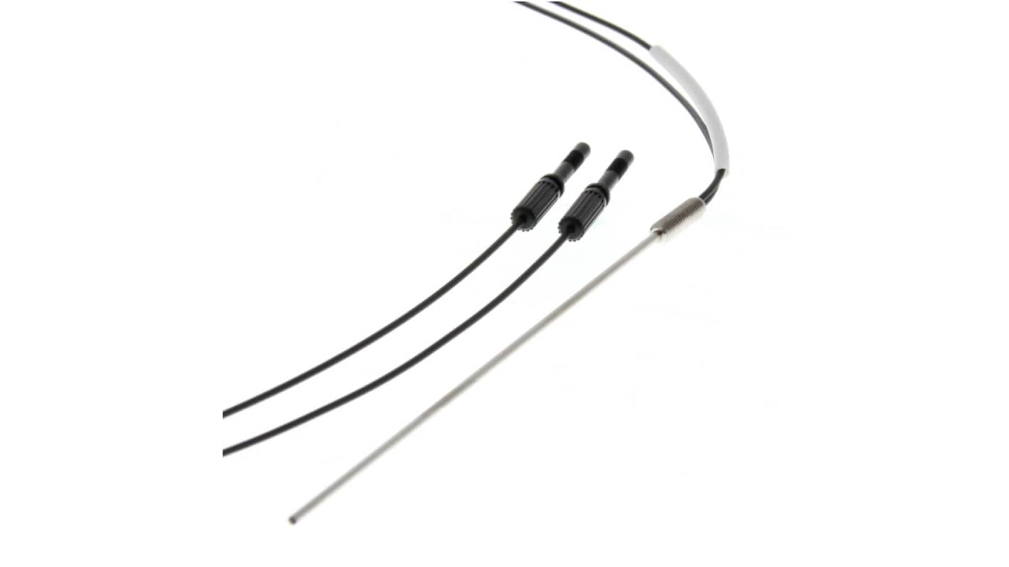 Sensore per fibre ottiche Omron E32-DC200F4, rilevamento oggetti da 500 μm a 3 mm, cavo 2 m, grado di protezione IP67.