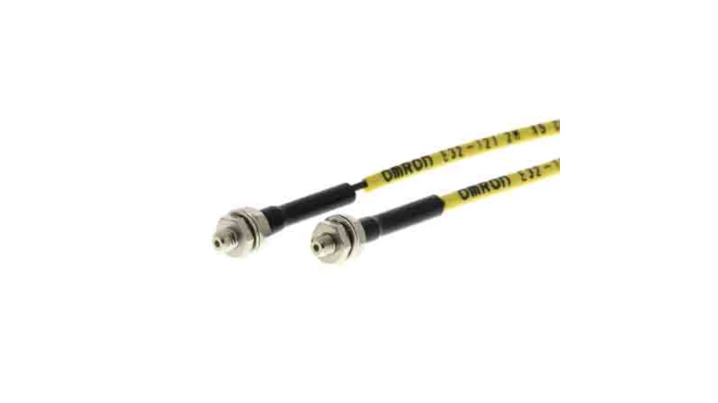 Sensore a fibra ottica Omron E32-T21R 2M, IP67, rilevamento 190 mm, cavo 2 m, alta stabilità e precisione.