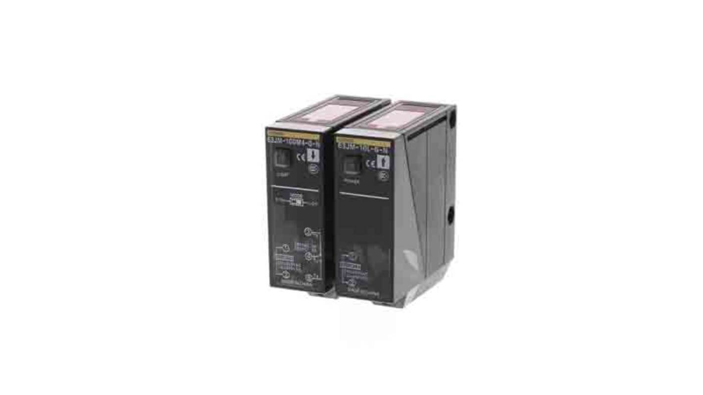 Omron E3JM-10M4T-G-NN, sensore fotoelettrico rettangolare a fascio diretto, rilevamento fino a 10 m, uscita relè, IP66.