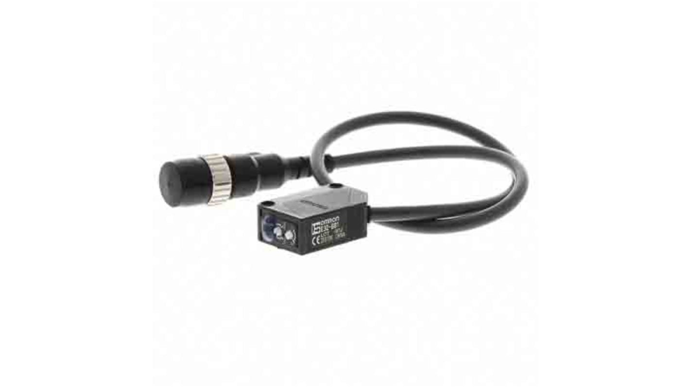 Sensore fotoelettrico Omron E3Z-B81-M1J 0.3M, compatto a retroriflessione, rilevamento fino a 500 mm, alimentazione 12-24V c.c.