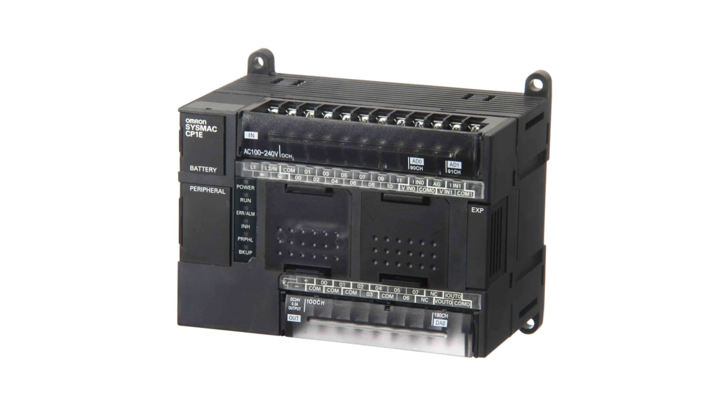 Omron CP1E-NA20DR-A CPU PLC con 4 uscite a transistor, 36 ingressi, contatori ad alta velocità e interfaccia RS232C. Ideale per applicazioni industriali avanzate.