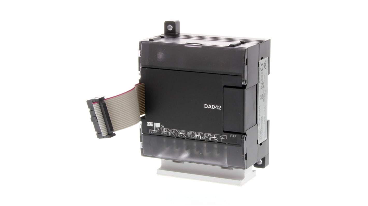 Modulo I/O Omron CP1W-DA042 per CP1E, 4 uscite analogiche, funzionamento senza batteria, backup per riduzione manutenzione.