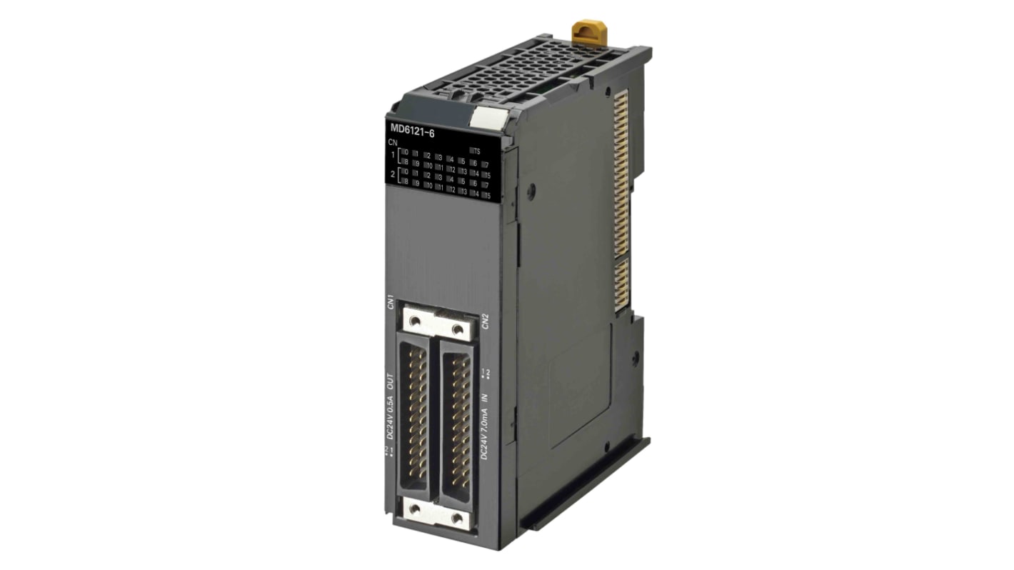 Unità di ingresso Omron NX-MD6121-6, 16 punti, con terminali staccabili e connettore MIL/Fujitsu, larghezza 12 mm.