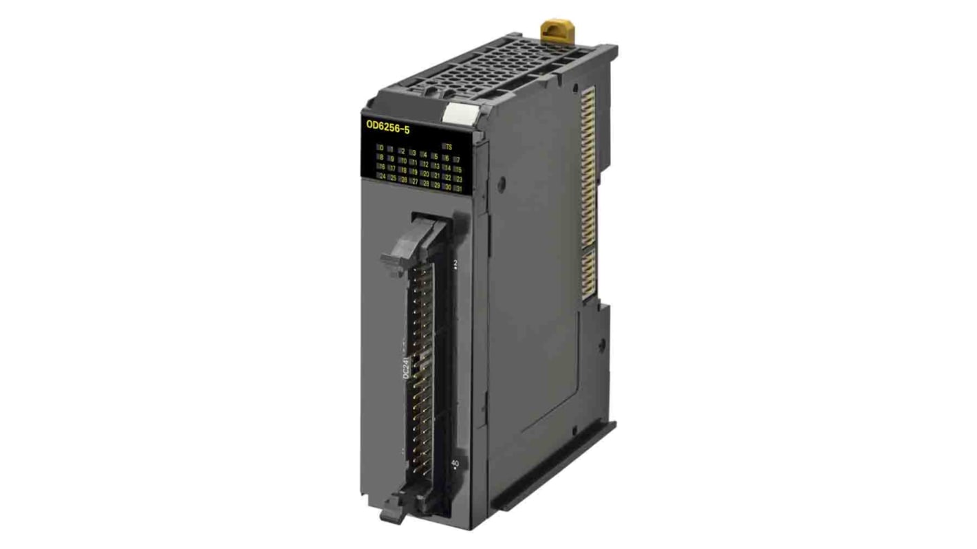 Modulo I/O Omron NX-OD6256-5, unità di uscita digitale 24 V c.c., con connettore MIL e terminali staccabili, larghezza 12 mm.