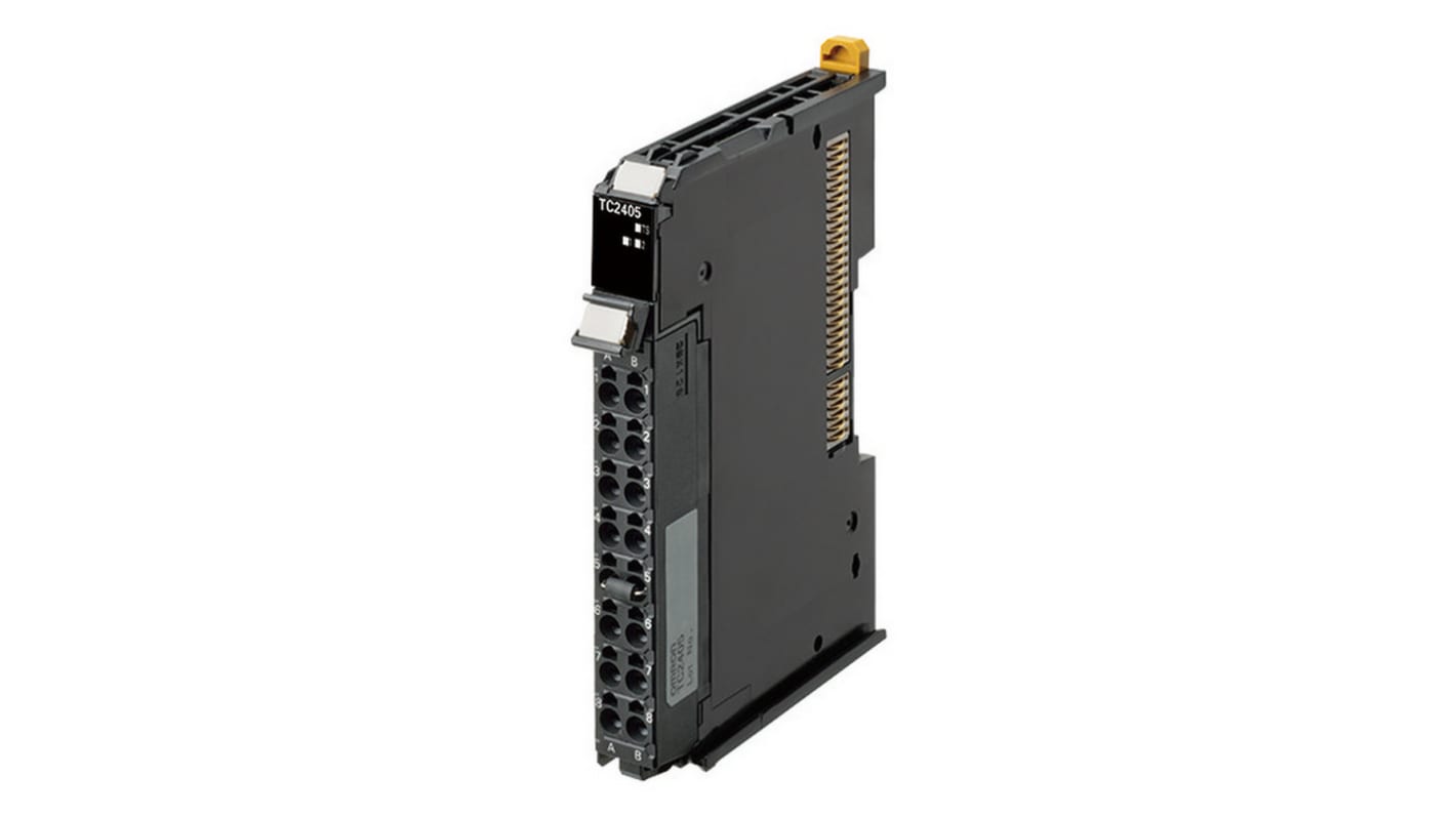 Omron NX-TC2405, unità I/O per controllo temperatura, 2 uscite PNP, alimentazione 24 V c.c., connettore rimovibile.
