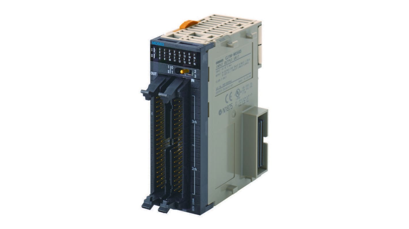 Unità I/O Omron CJ1W-MD263, 32 ingressi digitali PNP/NPN, uscita NPN, tensione 10,2-26,4 V, compatibile con Serie CJ.