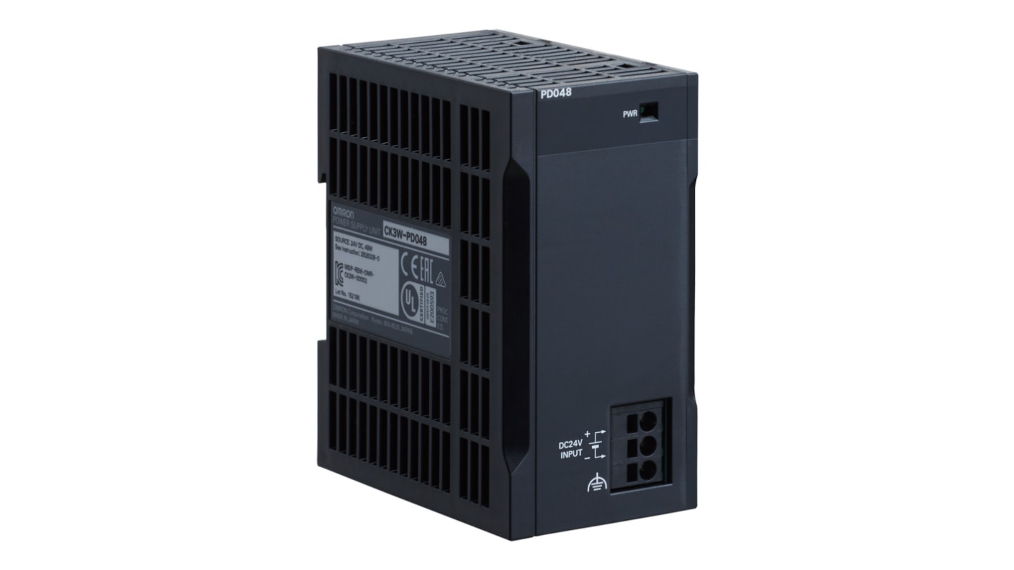 Modulo I/O Omron CK3W-PD048 per CK3M-CPU1, alimentazione 24 V c.c., uscita 5 V c.c. e 24 V c.c., potenza massima 66 W.