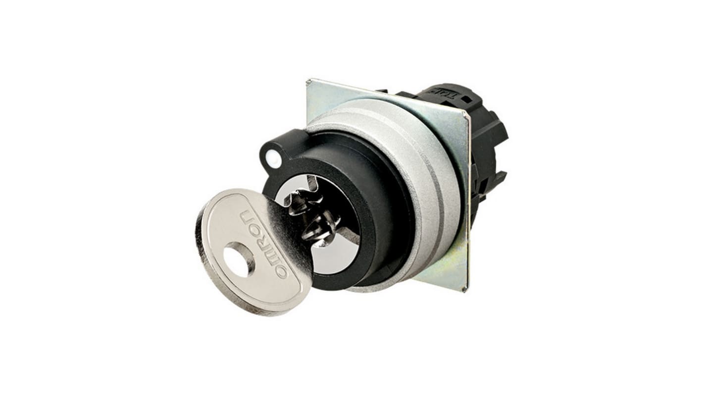 Testa selettore Omron A22NZ, 2 posizioni, diametro foro 22mm, montaggio su collare, grado di protezione IP66.