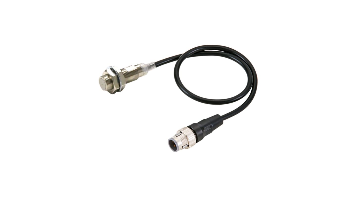 Sensore di prossimità induttivo cilindrico Omron E2E-X4B1T12-M1TJ 0.3M, PNP, M12 x 1, rilevamento 4 mm, IP67.