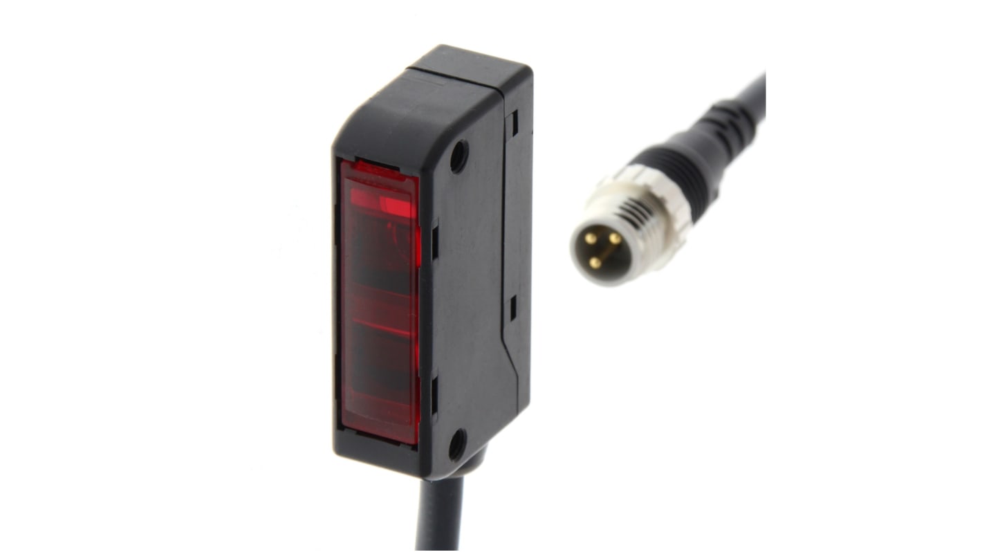 Sensore fotoelettrico Omron E3S-LS3PW-M5J 0.3M, rilevamento 60 mm, uscita PNP, connettore M8, grado di protezione IP40.