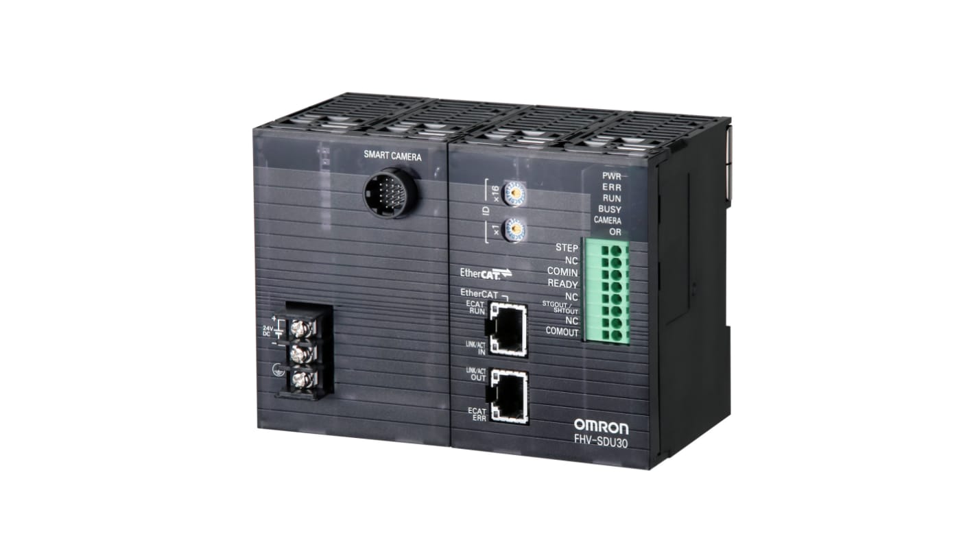 Omron FHV-SDU30, unità dati Smart Camera per FHV7, con immunità ai disturbi e resistenza agli urti. Temperatura operativa 0-50°C.
