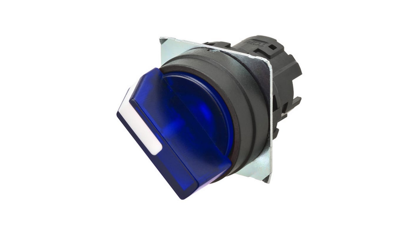 Testa selettore a 2 posizioni Omron A22NZ-2BM-TAA, attuatore a chiave, protezione IP66, corrente massima 10A.