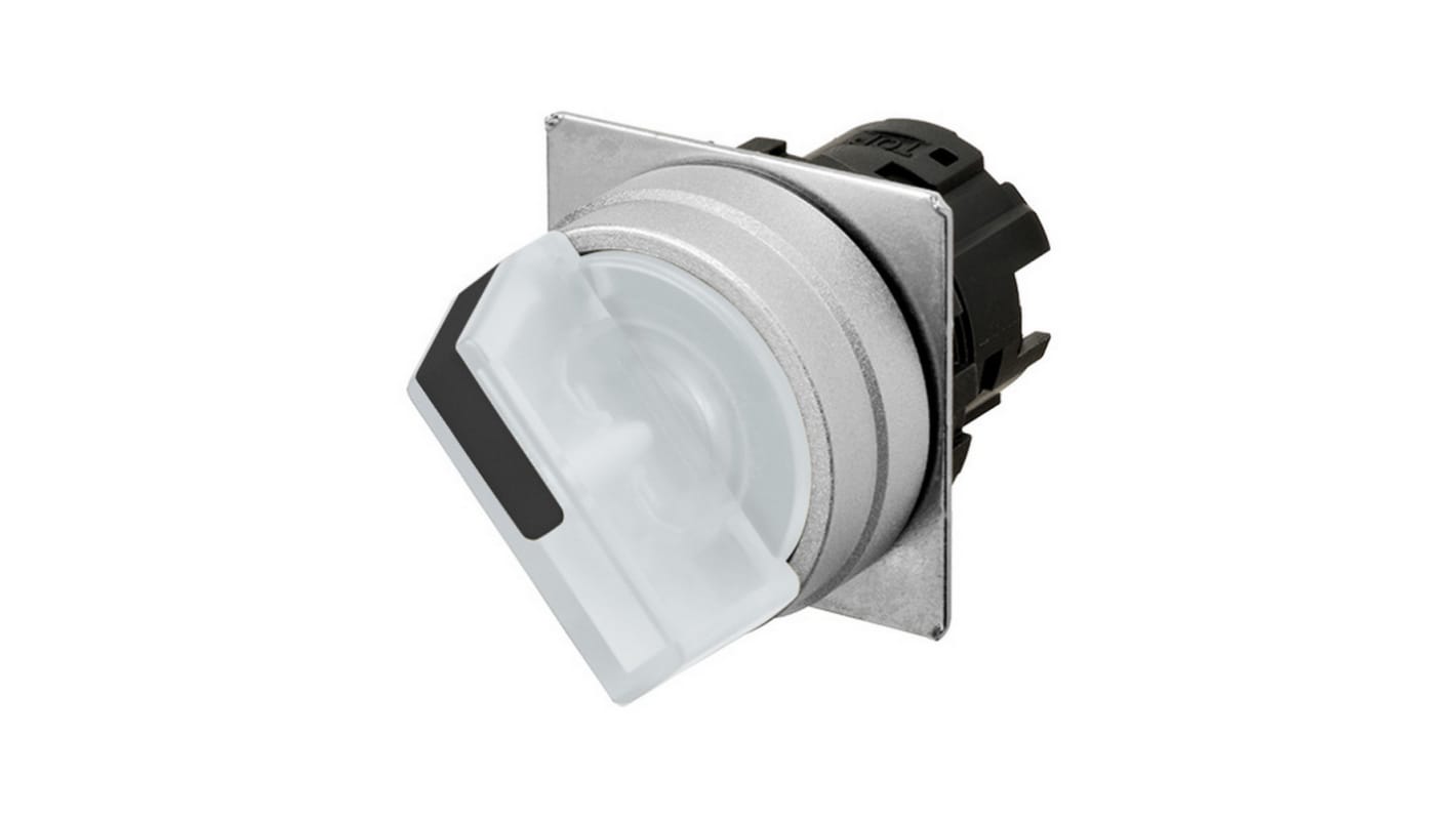 Testa selettore Omron A22NZ-2MM-TWA a 2 posizioni, interruttore a chiave, protezione IP66, corrente massima 10A.