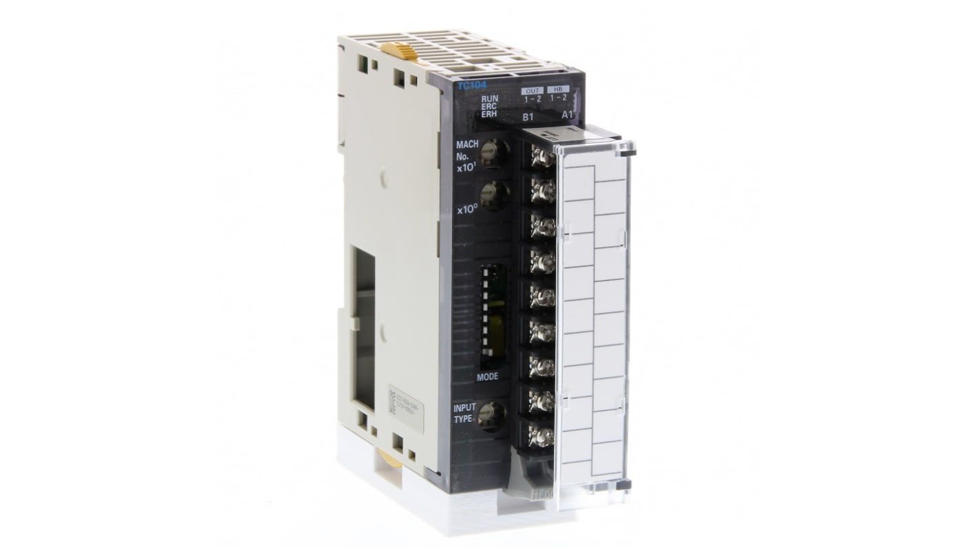 Omron CJ1W-TC104, termoregolatore PID per controllo temperatura, montaggio su guida DIN, 1 uscita PNP, 2 ingressi PT100.