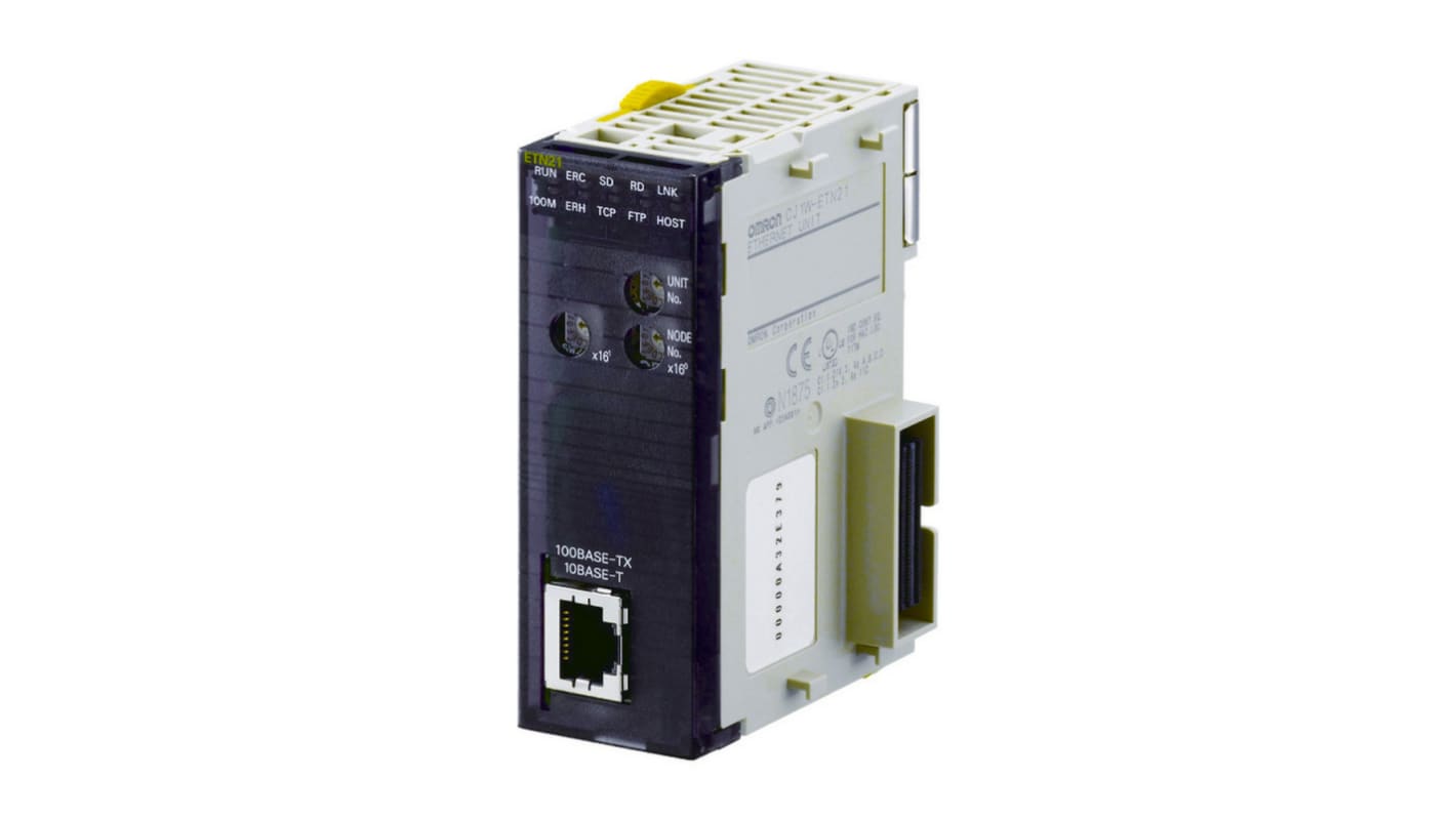 Omron CJ1W-ETN21, unità Ethernet per serie CJ, con connettore RJ45, supporta TCP/IP e UDP/IP per comunicazioni FINS.