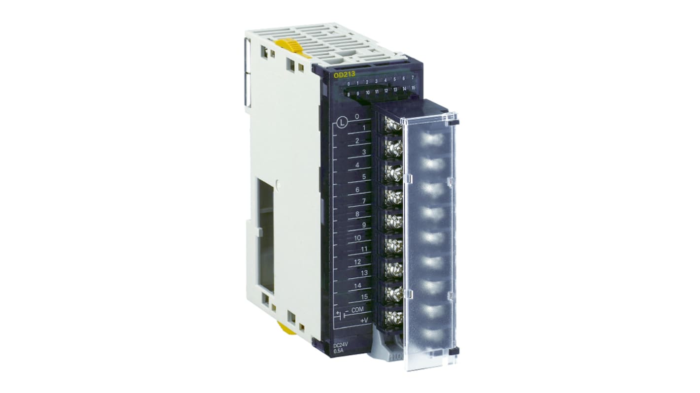 Omron CJ1W-OD213, modulo I/O digitale con 16 uscite a transistor, tempo di risposta ON 15 µs, compatibile con Serie CJ.