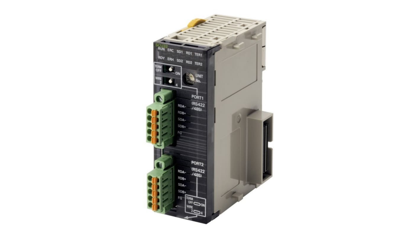 Modulo I/O Omron CJ1W-SCU32 per Serie CJ, unità di comunicazione seriale 2x RS-422/485, velocità fino a 230,4 kbps.