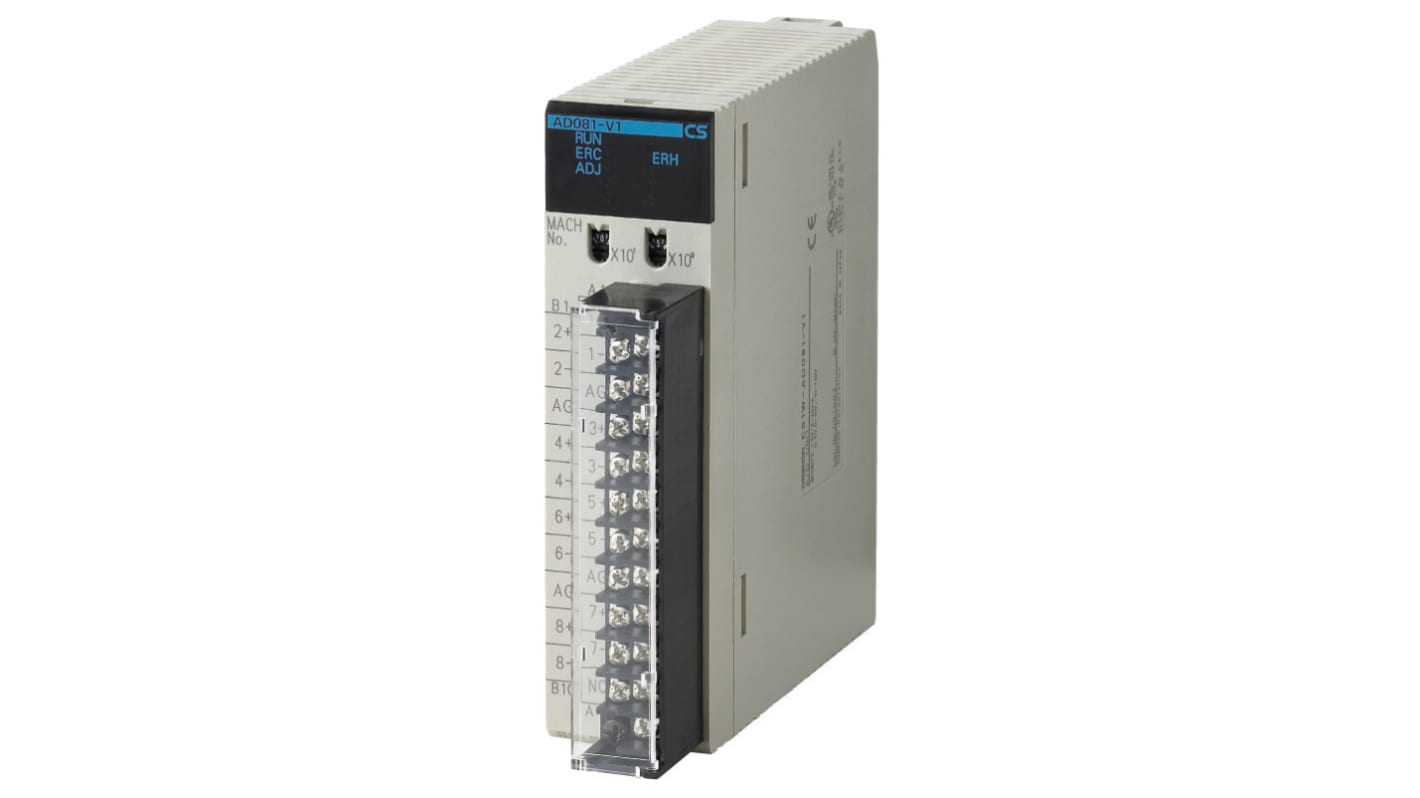Modulo I/O analogico Omron CS1W-AD081-V1, con 8 ingressi e tempo di conversione di 0,25 ms per punto.