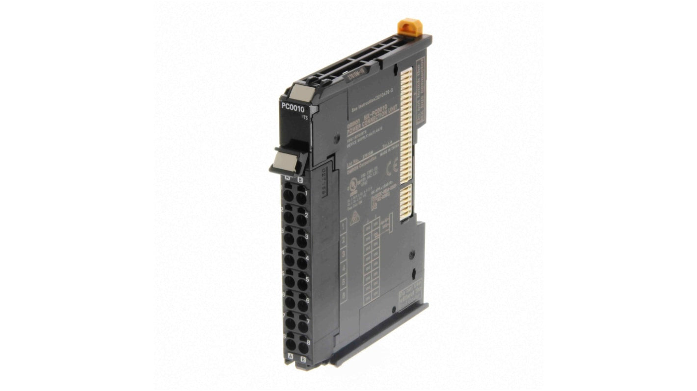 Omron NX-PC0010, unità I/O per Serie NX, 16 terminali di potenza, connettore a innesto, larghezza 12mm, grado di protezione IP20.