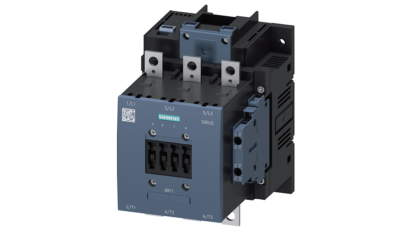 Contattore reversibile Siemens 3RT1456-6NP36, 3 poli, 275 A, 690 V, 2 NO + 2 NC, per carichi resistivi, serie SIRIUS.