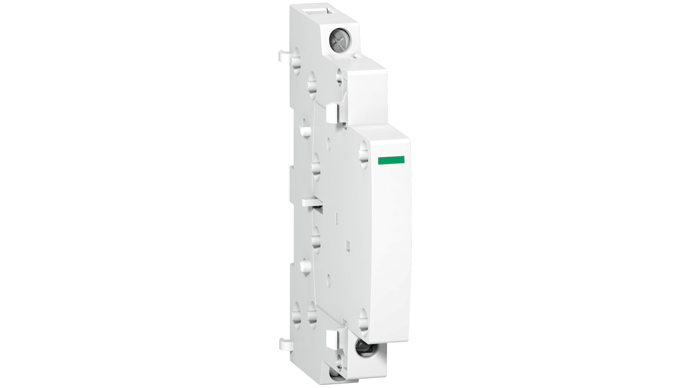 Blocco di contatti ausiliari Schneider Electric GAC0511, 1CO, montaggio su guida DIN, corrente 5 A, tensione 250 V, grado di protezione IP20.