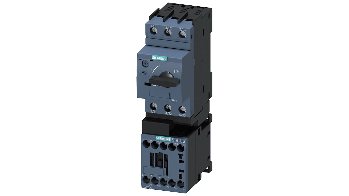 Starter DOL Siemens 3RA2110-1DA15-1AP0 per motori, 1,1 kW, 690 V, 2,7 A, 3 poli, design modulare, IP20.