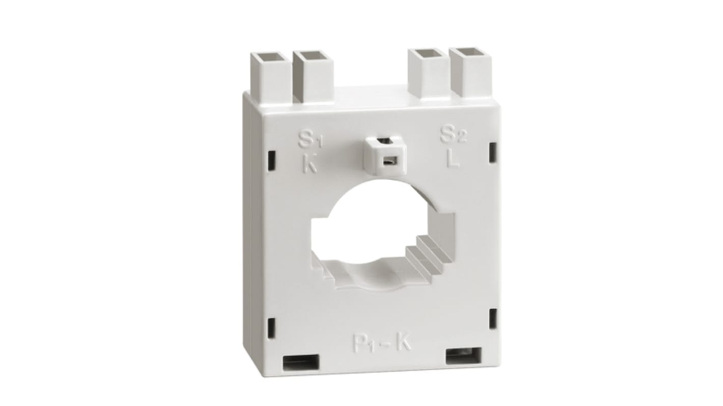 Trasformatore di corrente Lovato DM2T0250, ingresso 250A, uscita 5A, montaggio su guida DIN, dimensioni 65.5x52mm.