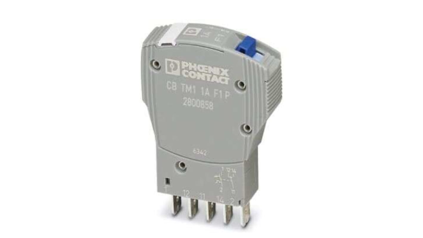 Interruttore termico magnetico Phoenix Contact CB TM1, 1 polo, 1A, 50V cc, montaggio su base, grigio, compatto, IP30.