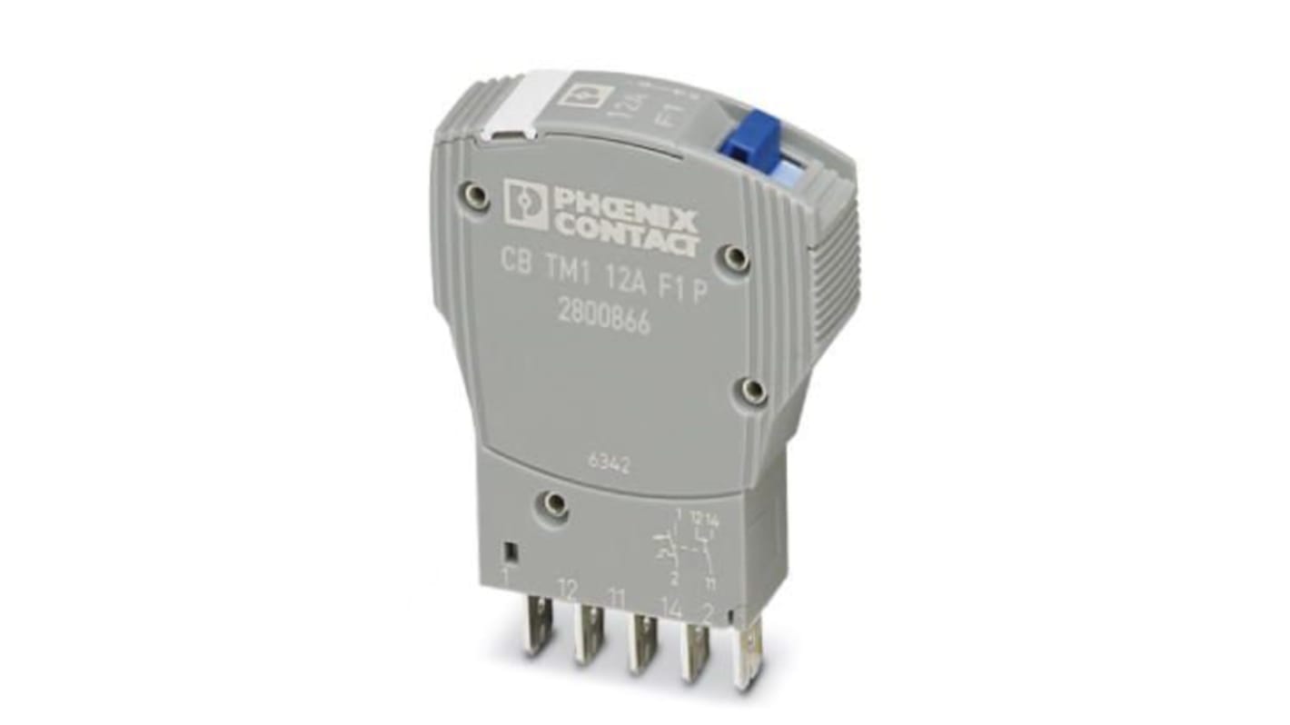 Interruttore termico magnetico Phoenix Contact, 1 polo, 12A, 50V cc, montaggio su base, grado di protezione IP30.