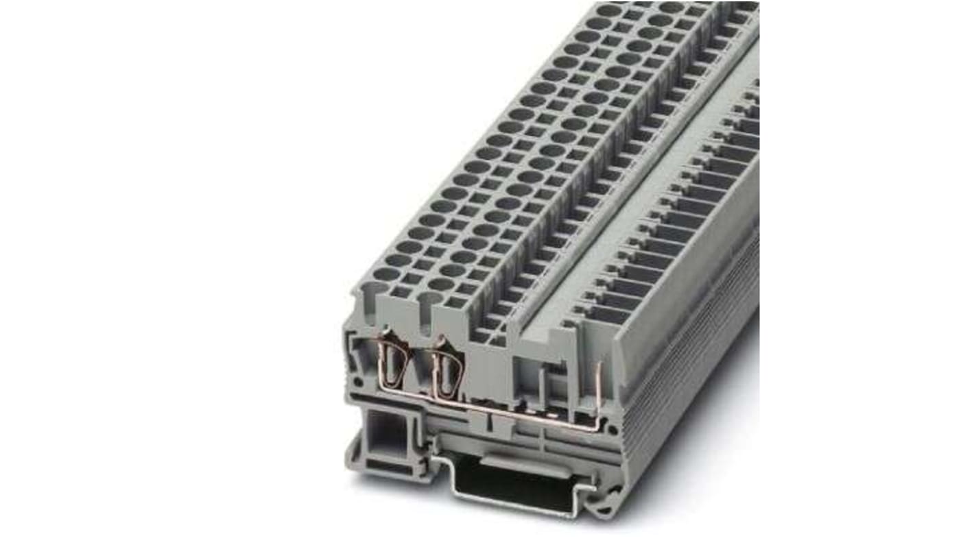 Morsettiera passante Phoenix Contact 3042117, grigia, 4 mm², 3 collegamenti. Ideale per applicazioni ferroviarie. Terminale con collegamento a gabbia a molla.