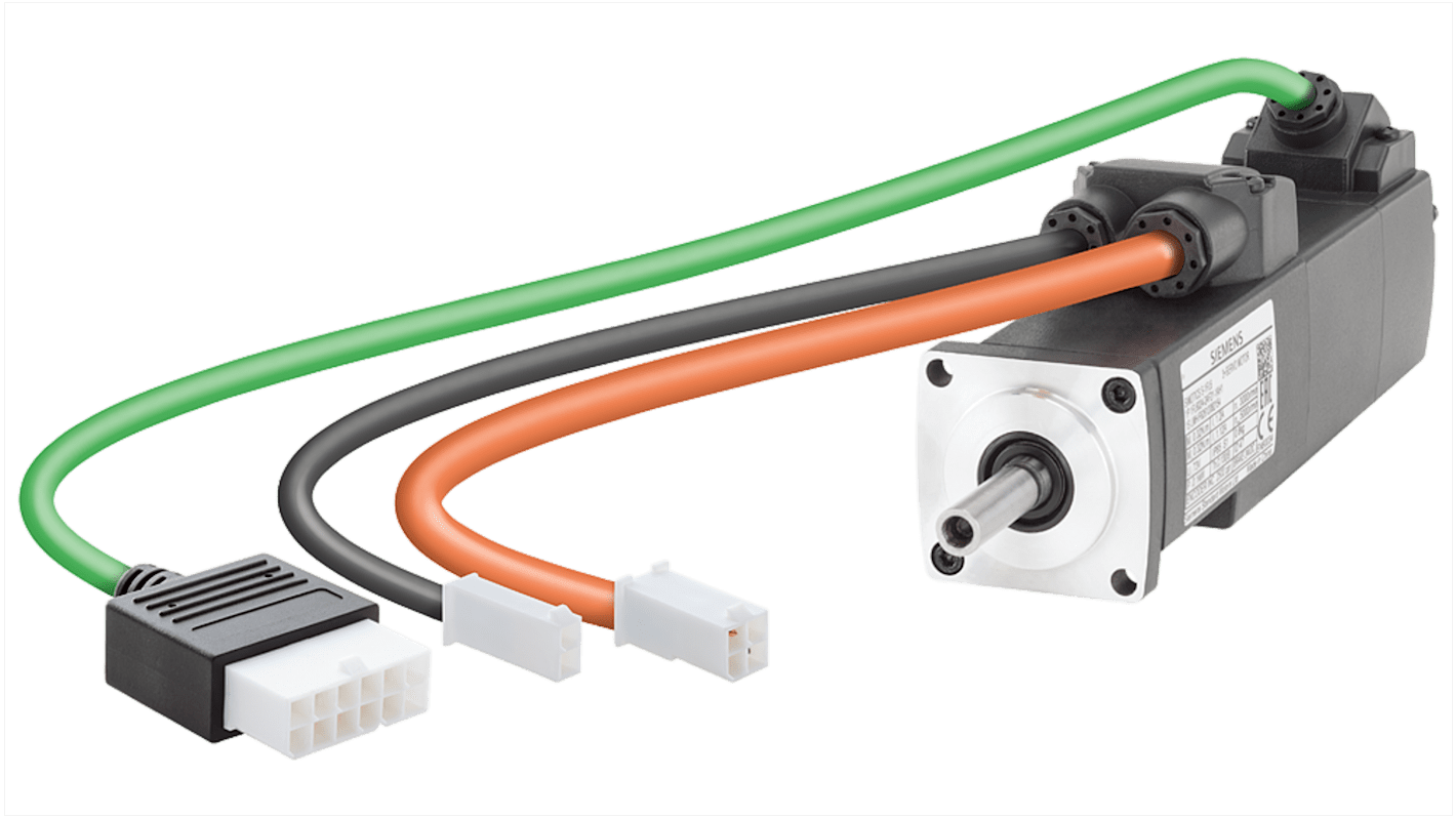 Motore c.a. sincrono Siemens 1FL6024-2AF21-1AB1, 100 W, 230 V, montaggio a flangia, velocità 3000 rpm, grado di protezione IP65.