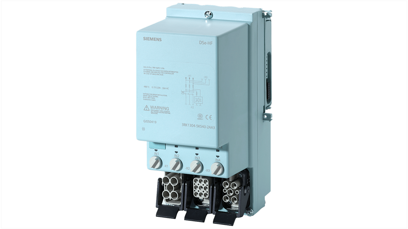 Starter per motore Siemens 3RK1304-5KS40-2AA0, 3 fasi, 0,9 kW, 400 V, protezione IP65, tipo DOL, per ET 200pro DSE HF.