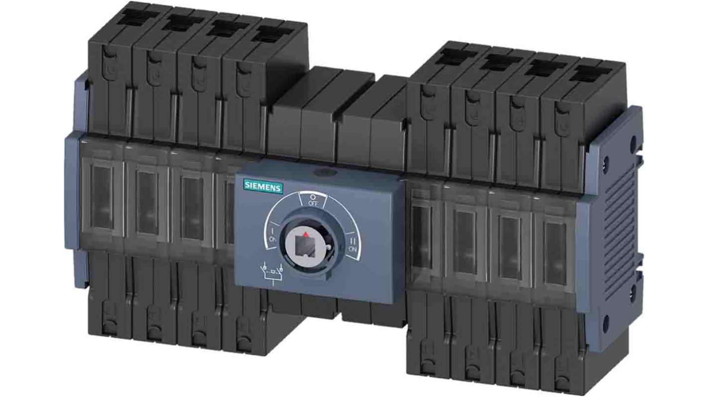 Interruttore ausiliario Siemens 3KC0426-2ME00-0AA0, 4 poli, 8 contatti, montaggio su guida 35 mm, altezza 119 mm, protezione IP20.