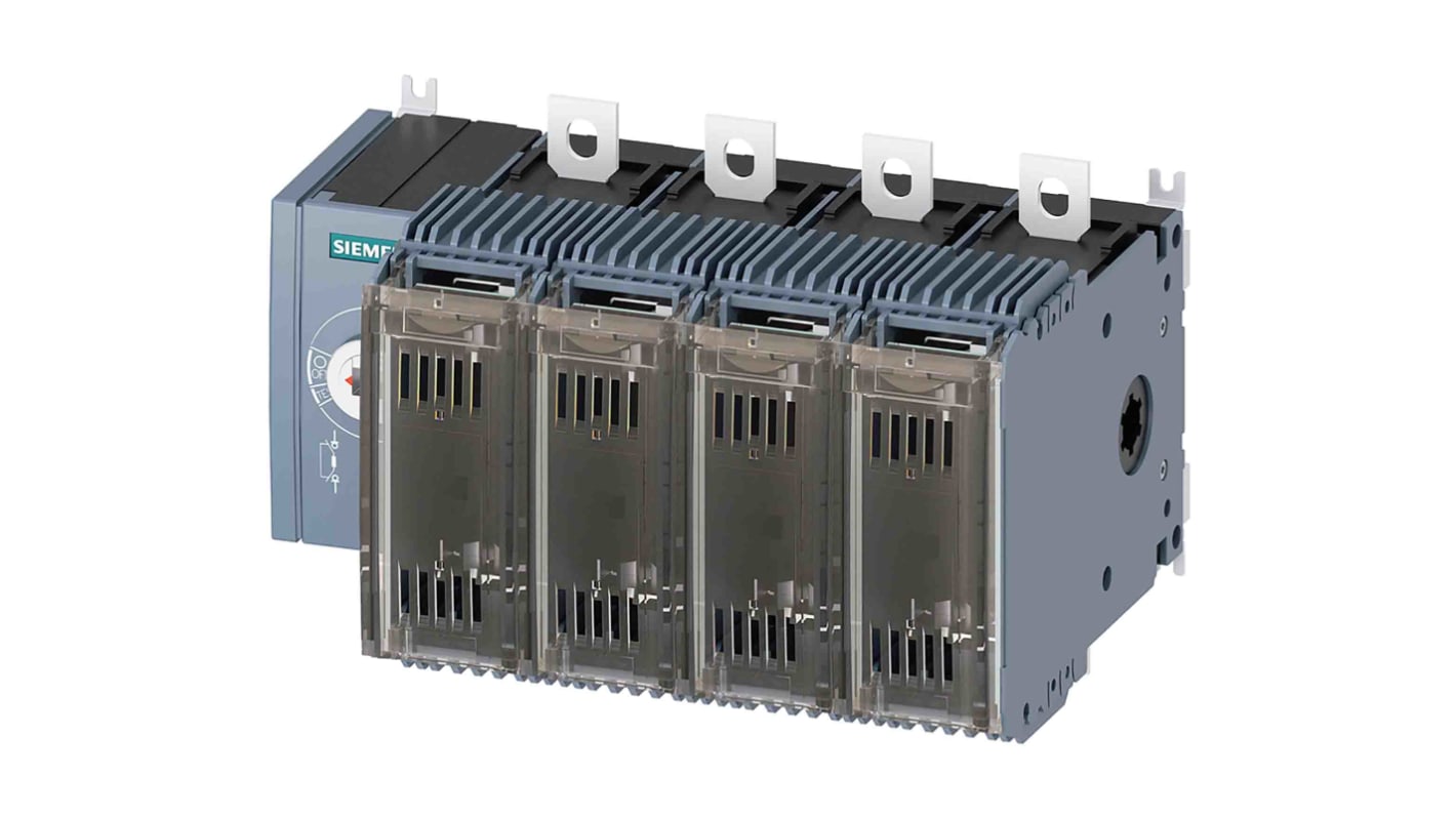 Sezionatore portafusibili Siemens 3KF2412-0LF11, 4 poli, 125 A, montaggio superficiale, dimensioni 237 x 150 x 161,5 mm.