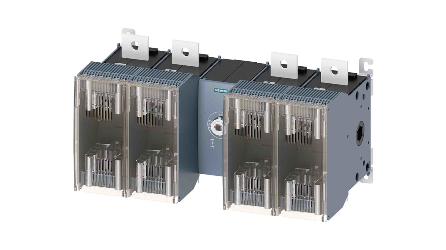 Sezionatore portafusibili Siemens 3KF5463-0MF11, 4 poli, 630 A, montaggio superficiale, fusibili NH2/NH3, resistenza 12 kV.